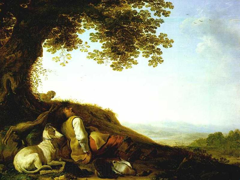 SAFTLEVEN, Cornelis Hunter Sleeping on a Hillside sg Norge oil painting art